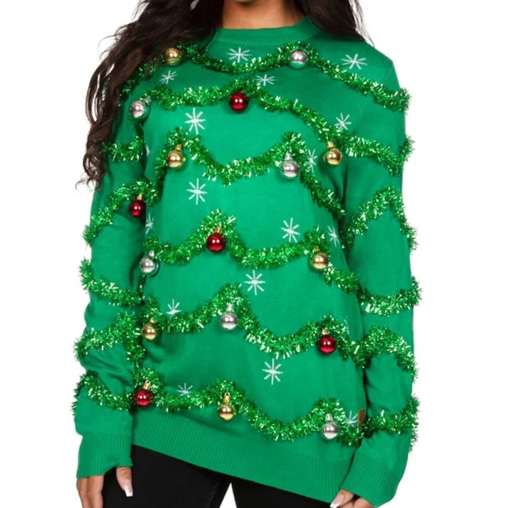 Tipsy Elves | Women’s Gaudy Garland Oversized Christmas Sweater | Xl | Nwot